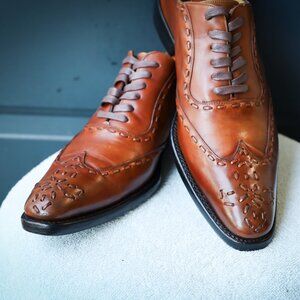Calzoleria Harris for Barneys Vintage 12 Brown Burnished Italian Oxford Mens Dre